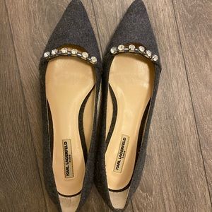 Karl Lagerfeld flat - grey, rhinestone size 8